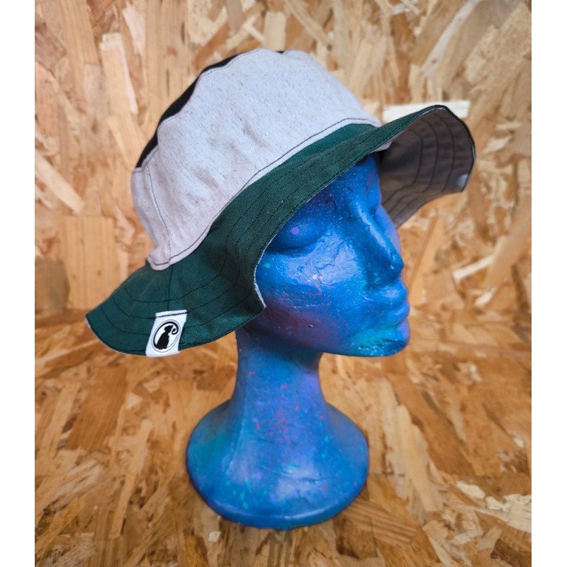 GORRO BUCKET VERDE BEIGE NEGRO