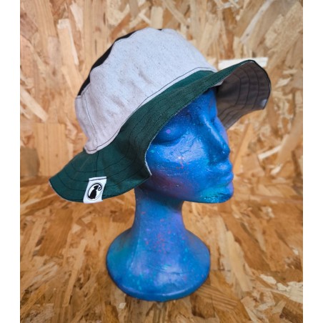 GORRO BUCKET VERDE BEIGE NEGRO