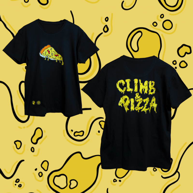 CAMISETA CLIMB & PIZZA NEGRA